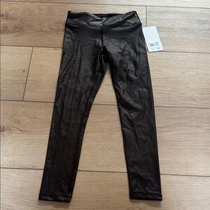 NWT 90°degree Cracked Black Glossy Leggings Size S (7-8)